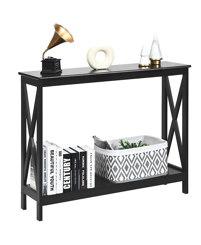 2-Tier Console Table x-Design Bookshelf Sofa Side Accent