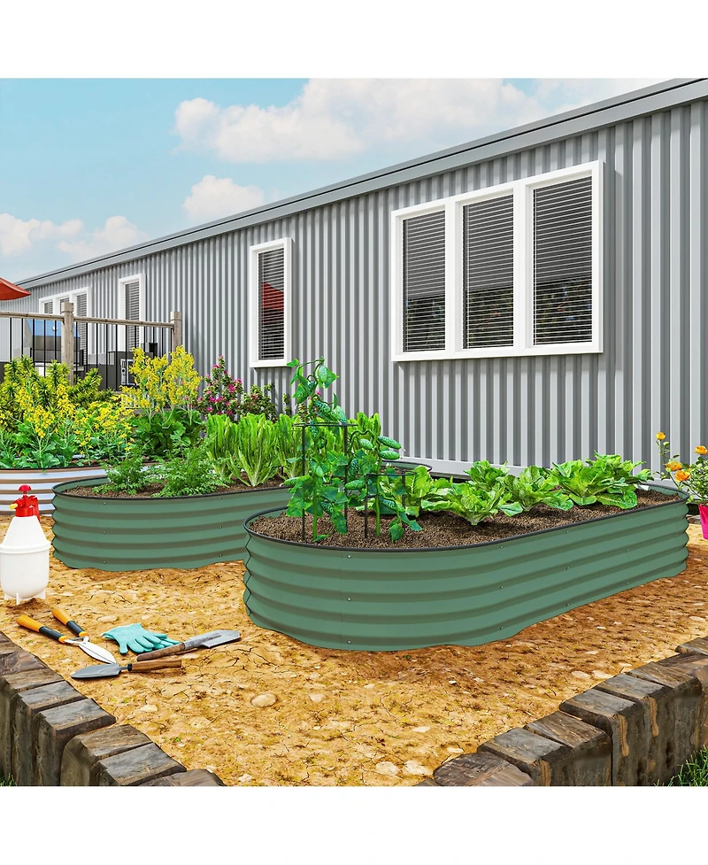 Outsunny 2PCS Raised Garden Bed, Raised Beds for Gardening,