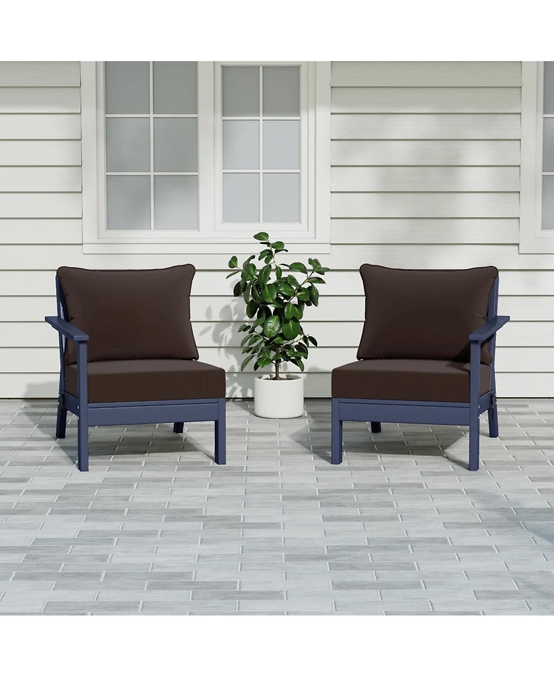 WestinTrends Outdoor Patio Hdpe Navy Blue Loveseat Sofa with Cushions