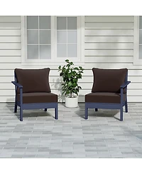 WestinTrends Outdoor Patio Hdpe Navy Blue Loveseat Sofa with Cushions