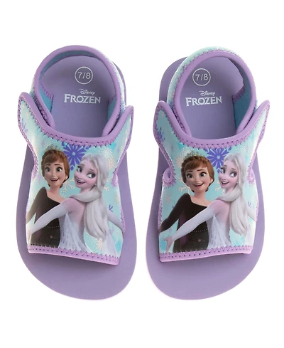 Disney Toddler and Little Girls Frozen Anna and Elsa Dual Sizes Hook and Loop Sandals