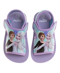 Disney Toddler and Little Girls Frozen Anna and Elsa Dual Sizes Hook and Loop Sandals