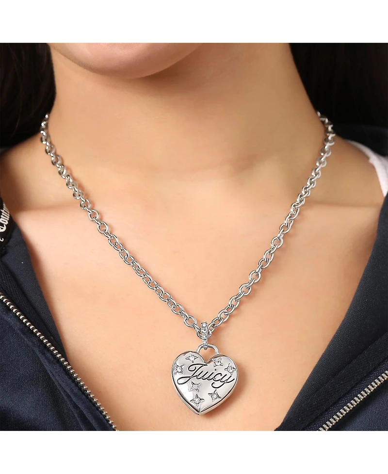 Juicy Couture Silver-Tone Heart Pendant Necklace