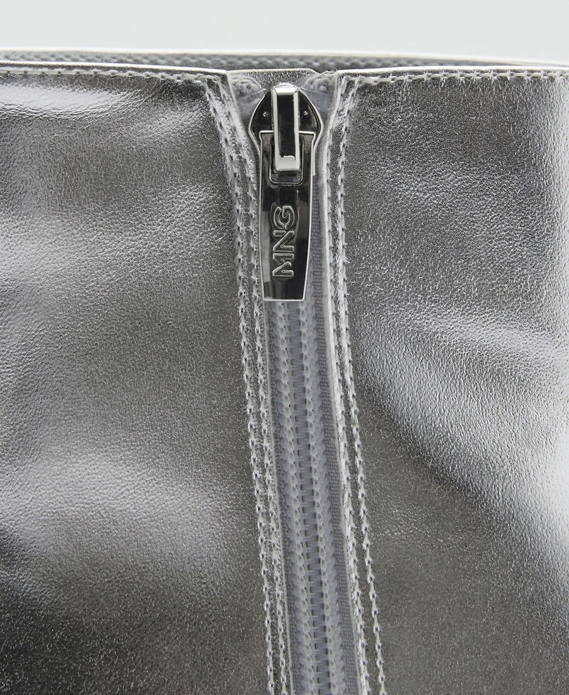 Mango Women's Metallic Effect Pointed Toe Boots