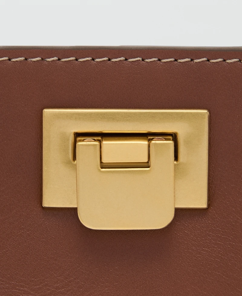Mango Women's Metallic Detail Mini Shopper Bag