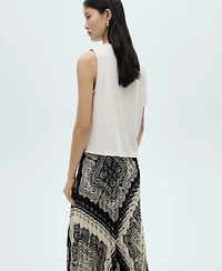 Mango Women's Asymmetrical Paisley Print T-Shirt