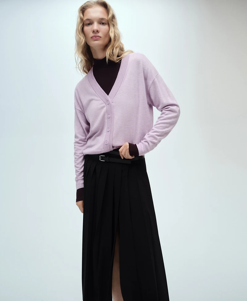 Mango Women's V-Neck Knitted Cardigan