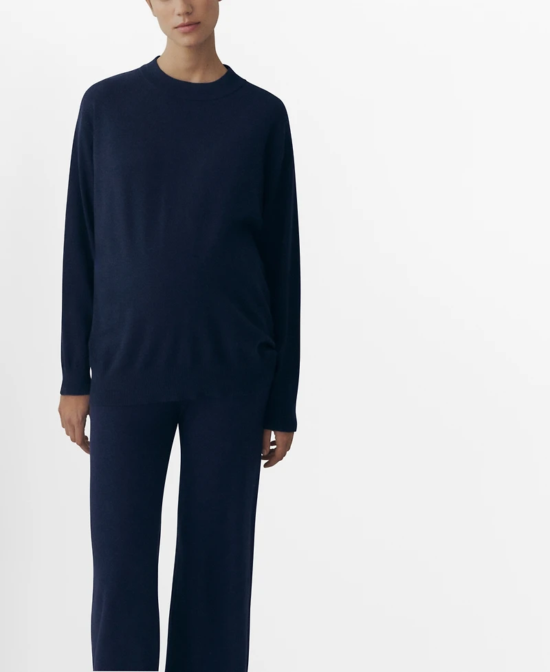 Mango Women's Cotton-Linen Round Neck Knitted Sweater