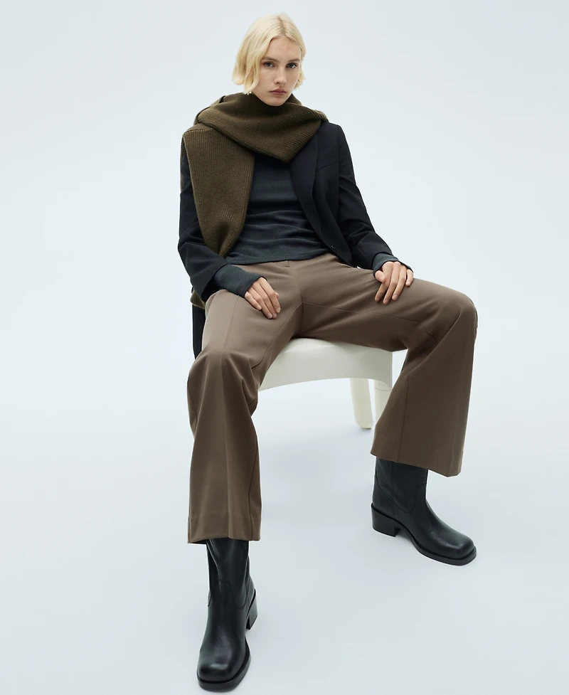 Mango Women's Mid-Rise Flared Pants
