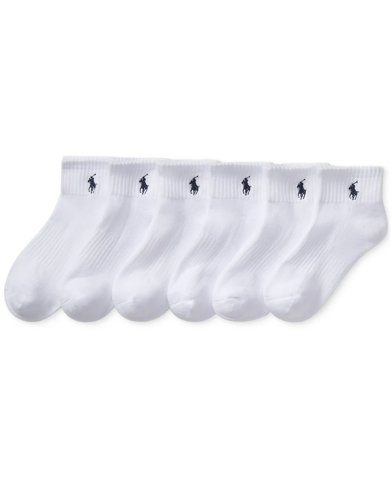 Polo Ralph Lauren Little & Big Boys Solid Quarter Crew Socks, 6-Pack
