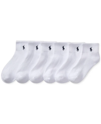 Polo Ralph Lauren Little & Big Boys Solid Quarter Crew Socks, 6-Pack