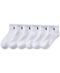 Polo Ralph Lauren Little & Big Boys Solid Quarter Crew Socks, 6-Pack