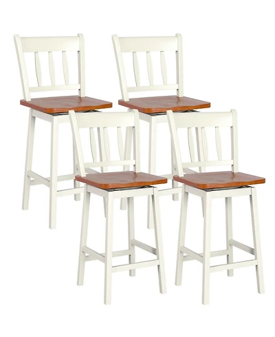 Gymax 4PCS Bar Stool 24.5'' Swivel Counter Height Chair w/ Footrest