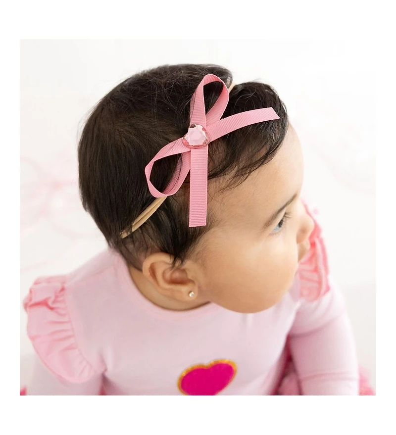 Sweet Wink Baby Girl's Dainty Heart Bow Valentine's Day Baby Headband