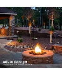 Sorbus 4 Pack Stainless Steel 5ft Outdoor Torches - Decorative Garden & Yard Lights Fiberglass Wick Snuffer Cap Silver