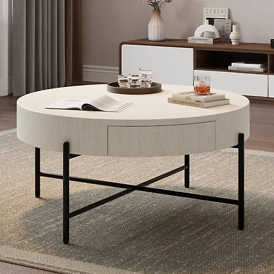 Coffee Table with Drawers Round Center Table