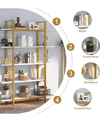 Tribesigns 5-Tier Large Open Bookshelf, Industrial Etagere Bookcase Storage Display Shelves for Home and Office, Vintage Organizer Shelving Unit with