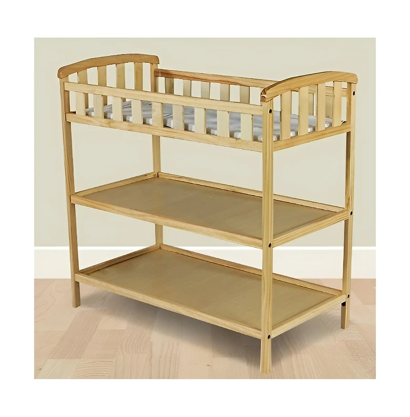 Finish Wood Baby Changing Table with Safety Rail Durable and Secure Design