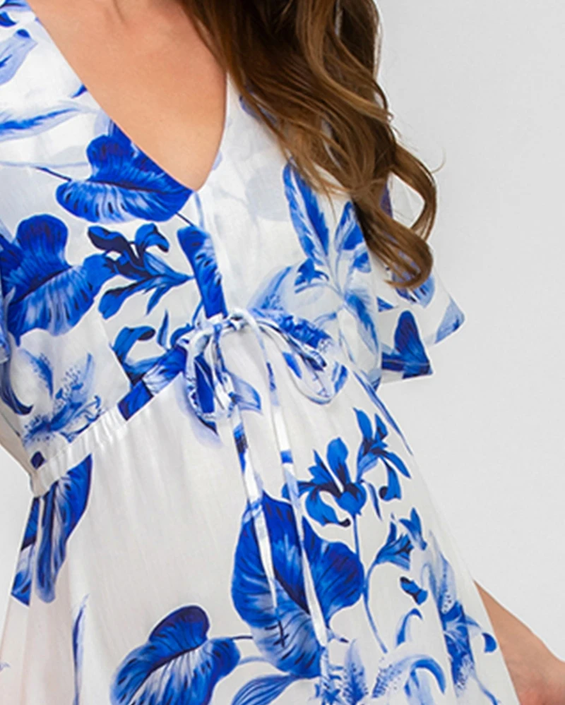 Pietro Brunelli Maternity Maternity Flared Sleeve Maxi V-Neck Valentina Dress