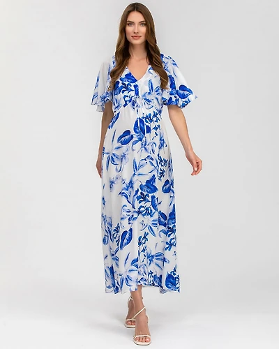 Pietro Brunelli Maternity Maternity Flared Sleeve Maxi V-Neck Valentina Dress