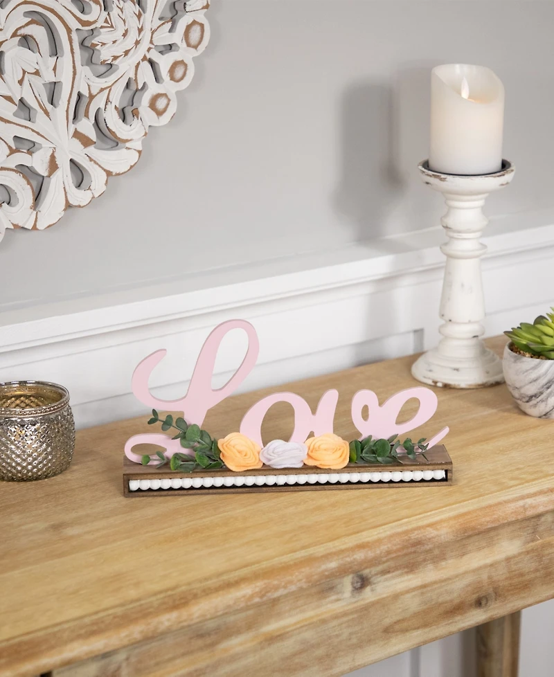 Northlight "Love" with Flowers Wooden Valentine's Day Sign, 11.25"
