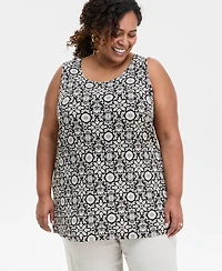 Jm Collection Plus Printed Tunic Tank, Exclusively at Macy's
