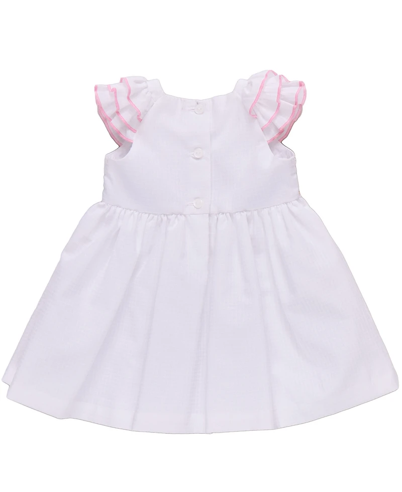Bonnie Baby Girls Smocked Flutter Sleeved Woven Check Dress