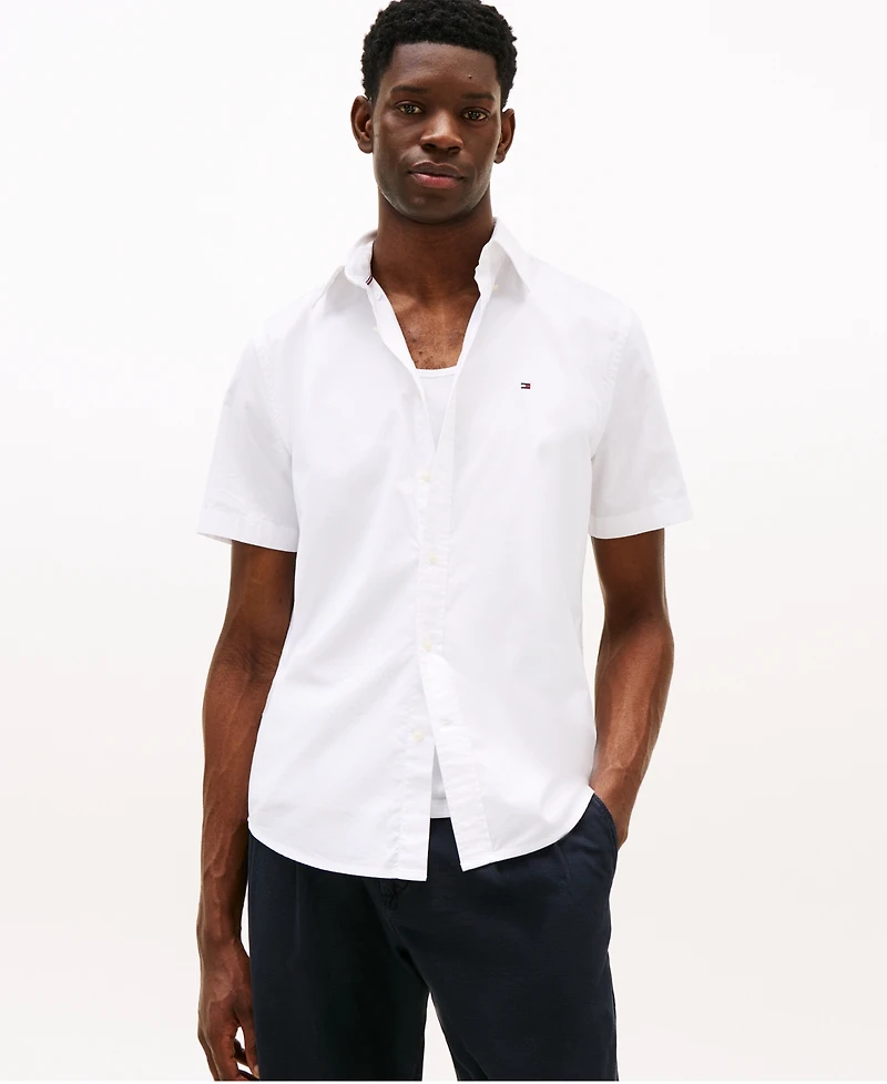Tommy Hilfiger Men's Short Sleeve Flex Poplin Regular Fit Shirt