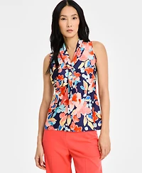 Tahari Asl Petite Printed Sailor Tie Blouse