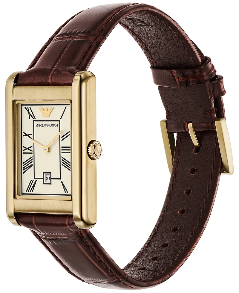 Emporio Armani Women's Brown Leather Strap Watch 25mm
