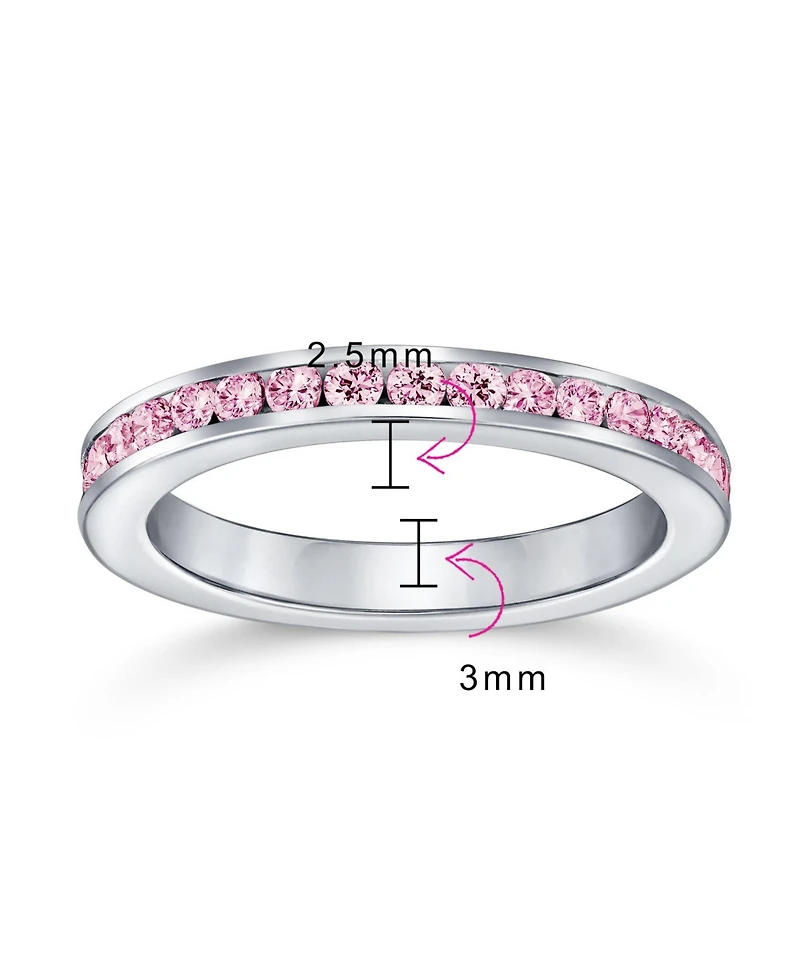 Bling Jewelry Alternating Two Tone Cubic Zirconia Stackable Cz Eternity Cocktail Statement Ring .925 Sterling Silver