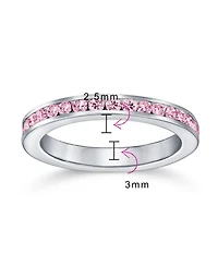 Bling Jewelry Alternating Two Tone Cubic Zirconia Stackable Cz Eternity Cocktail Statement Ring .925 Sterling Silver