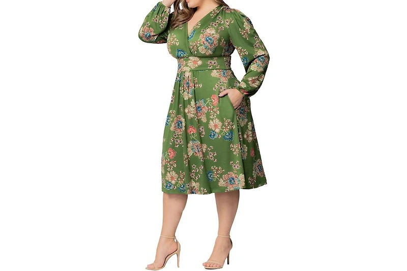 Kiyonna Plus Diana Long Sleeve Midi Dress