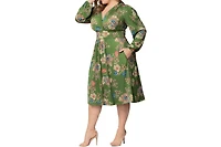 Kiyonna Plus Diana Long Sleeve Midi Dress