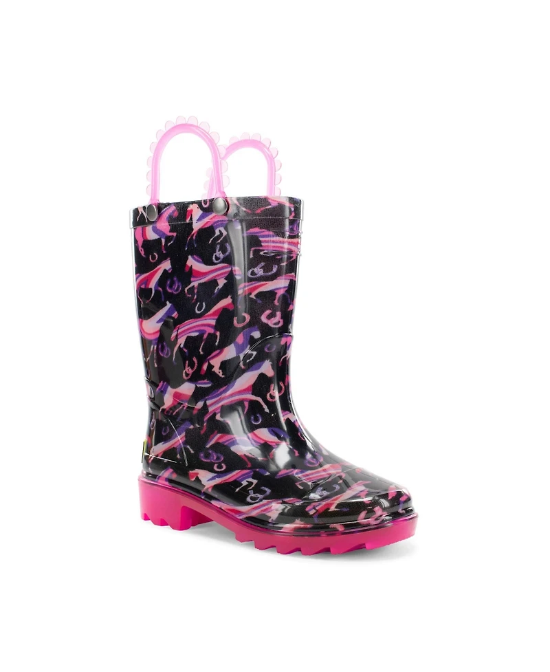 Western Chief Little Girls Pastel Pastures Lighted Rain Boot