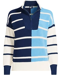 Lands' End Women's Drifter Cotton Quarter Zip Pullover Sweater