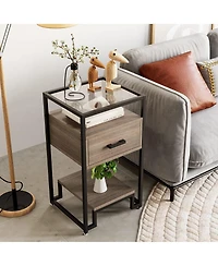 Nightstand Set of 2, Bed Side Table with Drawer, End Table for Bedroom, Living Room and Dorm, Easy Assembly