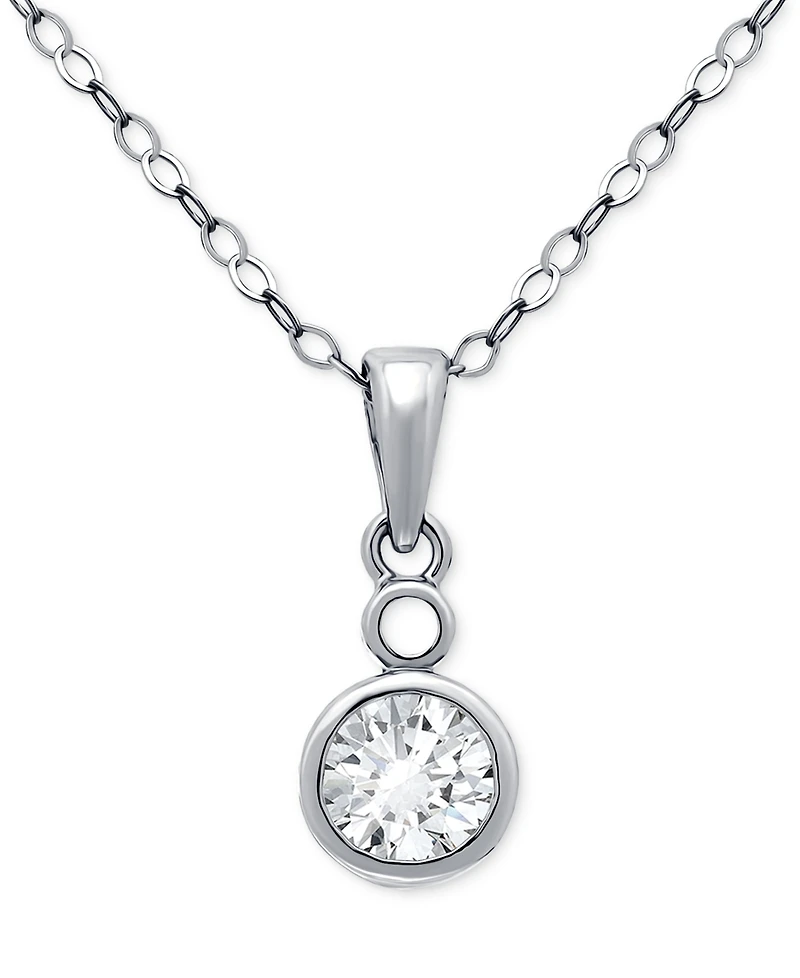 Giani Bernini Cubic Zirconia Bezel Solitaire Pendant Necklace in 18k Gold-Plated Sterling Silver, 16" + 2" extender, Exclusively at Macy's