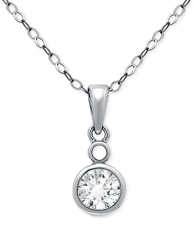 Giani Bernini Cubic Zirconia Bezel Solitaire Pendant Necklace in 18k Gold-Plated Sterling Silver, 16" + 2" extender, Exclusively at Macy's