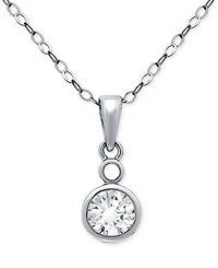 Giani Bernini Cubic Zirconia Bezel Solitaire Pendant Necklace in 18k Gold-Plated Sterling Silver, 16" + 2" extender, Exclusively at Macy's