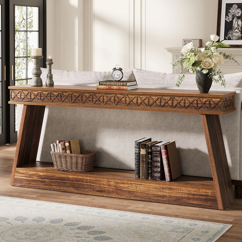 Tribesigns Farmhouse Entryway Table, 70.87-Inch Console Table with Storage, Wood Sofa Behind The Couch, Industrial Hallway Accent