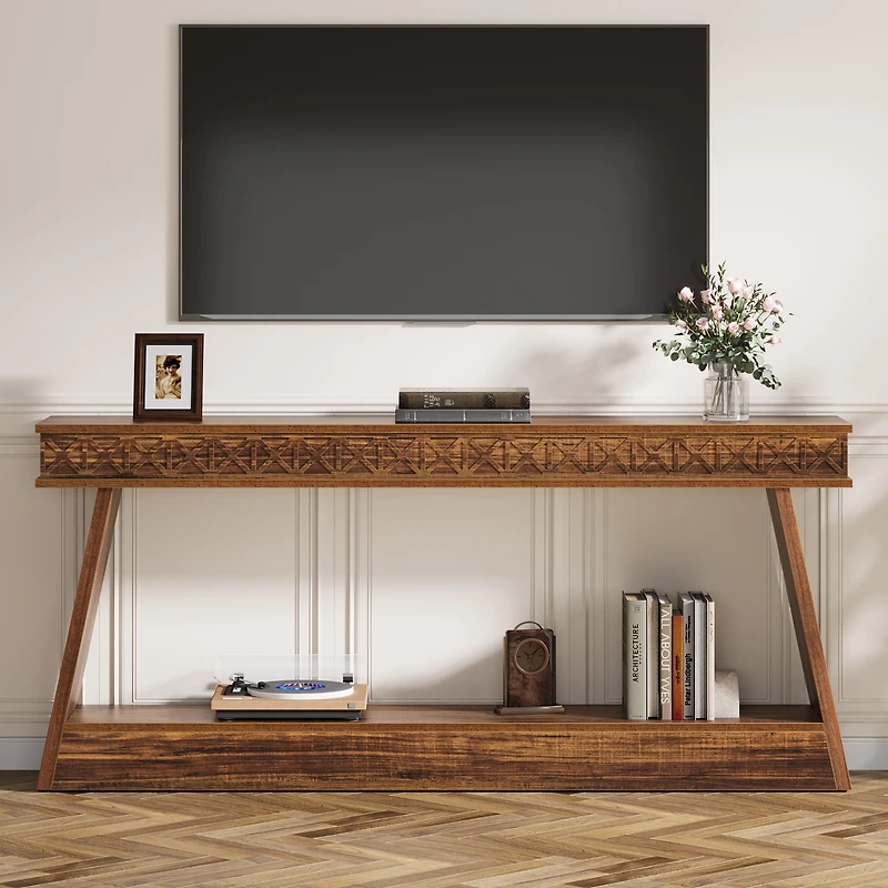 Tribesigns Farmhouse Entryway Table, 70.87-Inch Console Table with Storage, Wood Sofa Behind The Couch, Industrial Hallway Accent