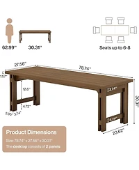 Tribesigns 78.74-Inch Conference Table, 6.56 ft Large Meeting Table with Sturdy Frame, Wood Boardroom Seminar Table for 6-8 People
