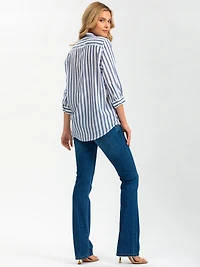 Pietro Brunelli Maternity Classic Collared 3/4 Sleeve Blouse Panarea