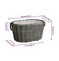 Firewood Basket with Carrying Handles 23.6"x15.7"x11" Gray Willow