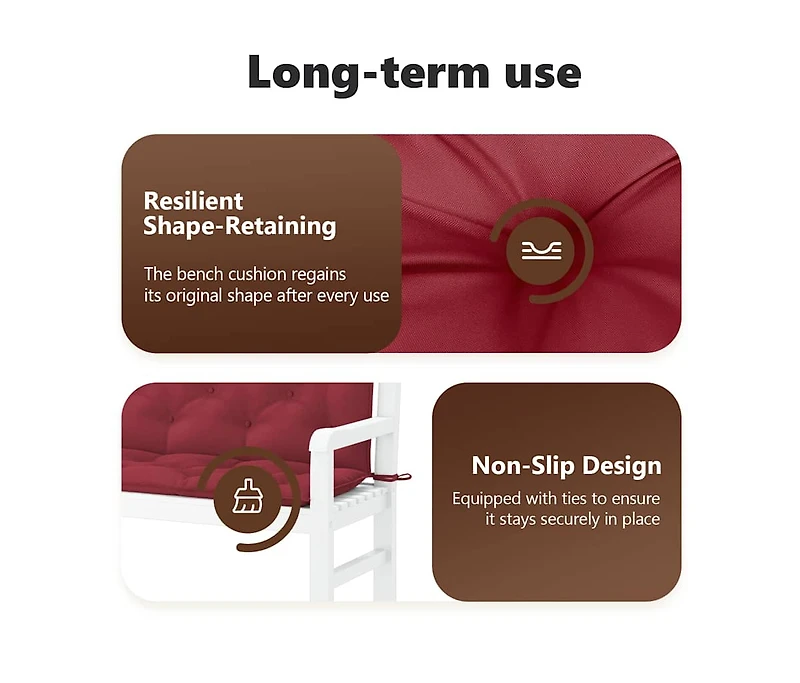 Garden Bench Cushion Wine Red 78.7"x(19.7"+19.7")x2.8" Oxford Fabric
