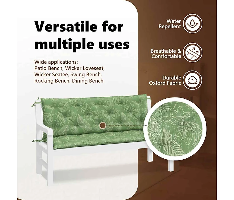 Garden Bench Cushions 2pcs Leaf Pattern 59.1"x19.7"x2.8" Fabric