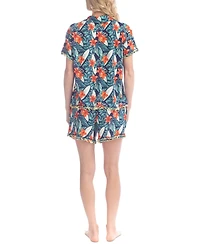 Ocean Pacific Women's Notched-Collar Shortie Pajama Set