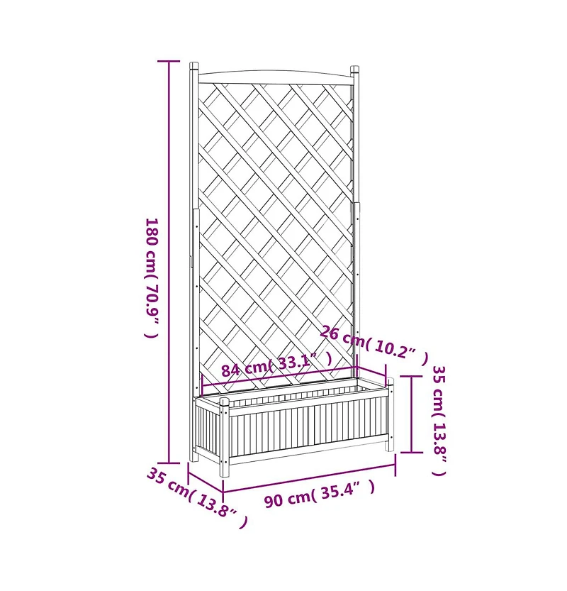 Planter with Trellis Black Solid Wood Fir