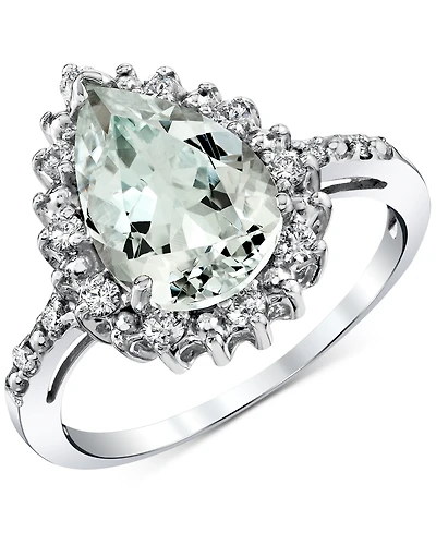 Macy's Aquamarine (2-3/8 ct. t.w.) & Diamond (1/4 ct. t.w.) Pear Shaped Ring in Sterling Silver